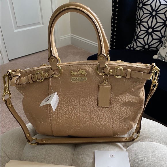 Coach Handbags - ✨FLASH SALE!!!✨COACH✨NWT! RARE MADISON ROGUE STYLE GOLD METALLIC LEATHER SATCHEL